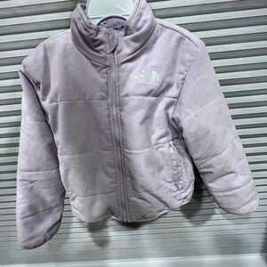 The North Face Light Purple Puffer Jacket. Reversible